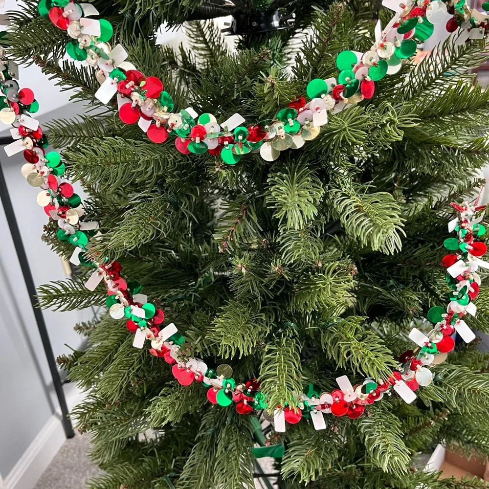 Festive Red, Green and White Holiday Garland- Peppermint Jazz